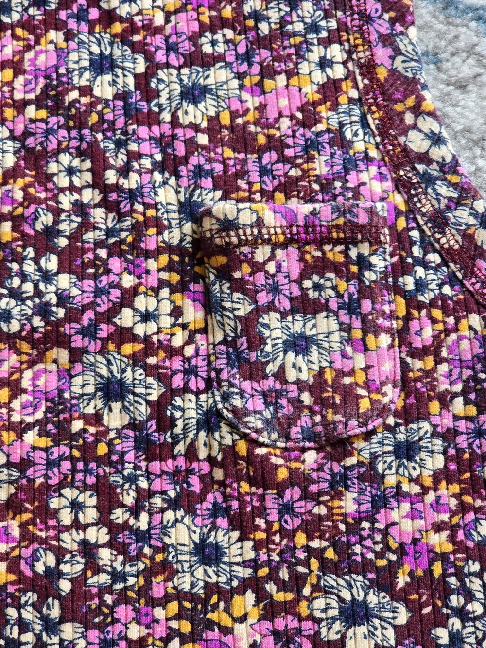 FP Movement Free People Ribbed Floral High Neck Tank - Plum / Purple - Picture 3 of 6